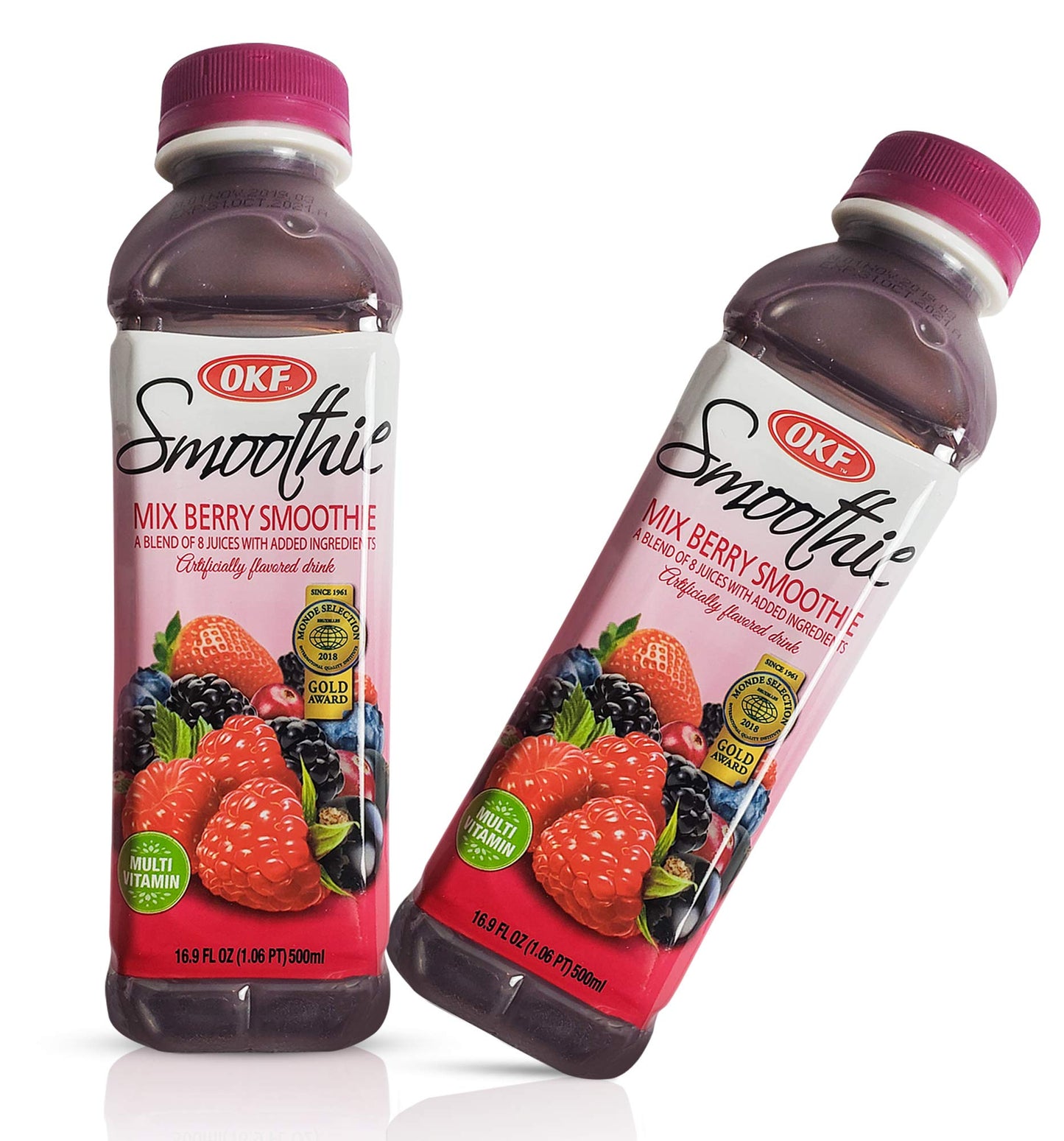 OKF Smoothie Multi Vitamin Drink, Mix Berry Flavor, 16.9 Fl Oz, 12 Pack