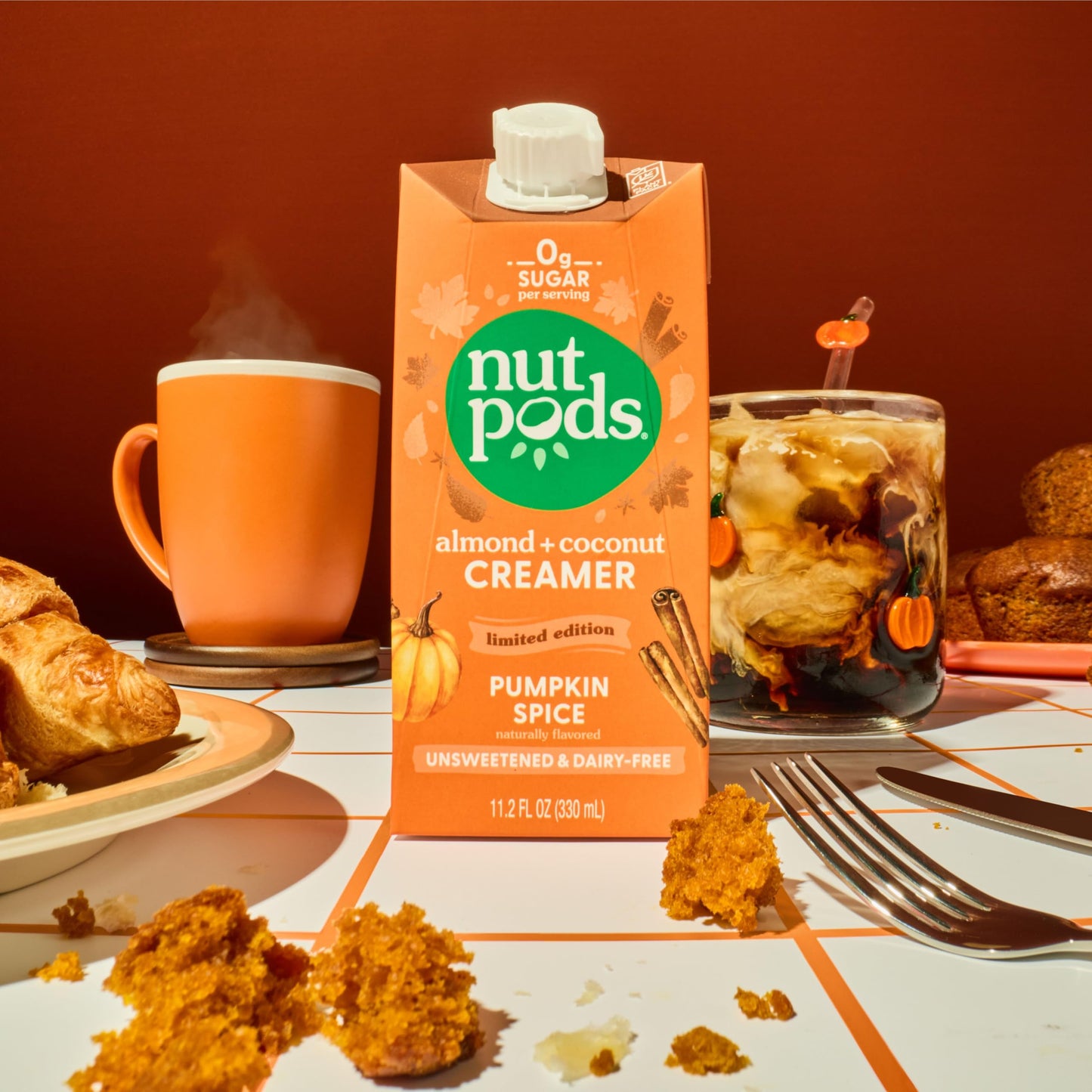 nutpods Pumpkin Spice Creamer - Unsweetened Dairy-Free, Vegan, Gluten Free, Non-GMO, 11.2 Fl Oz, Pack of 12