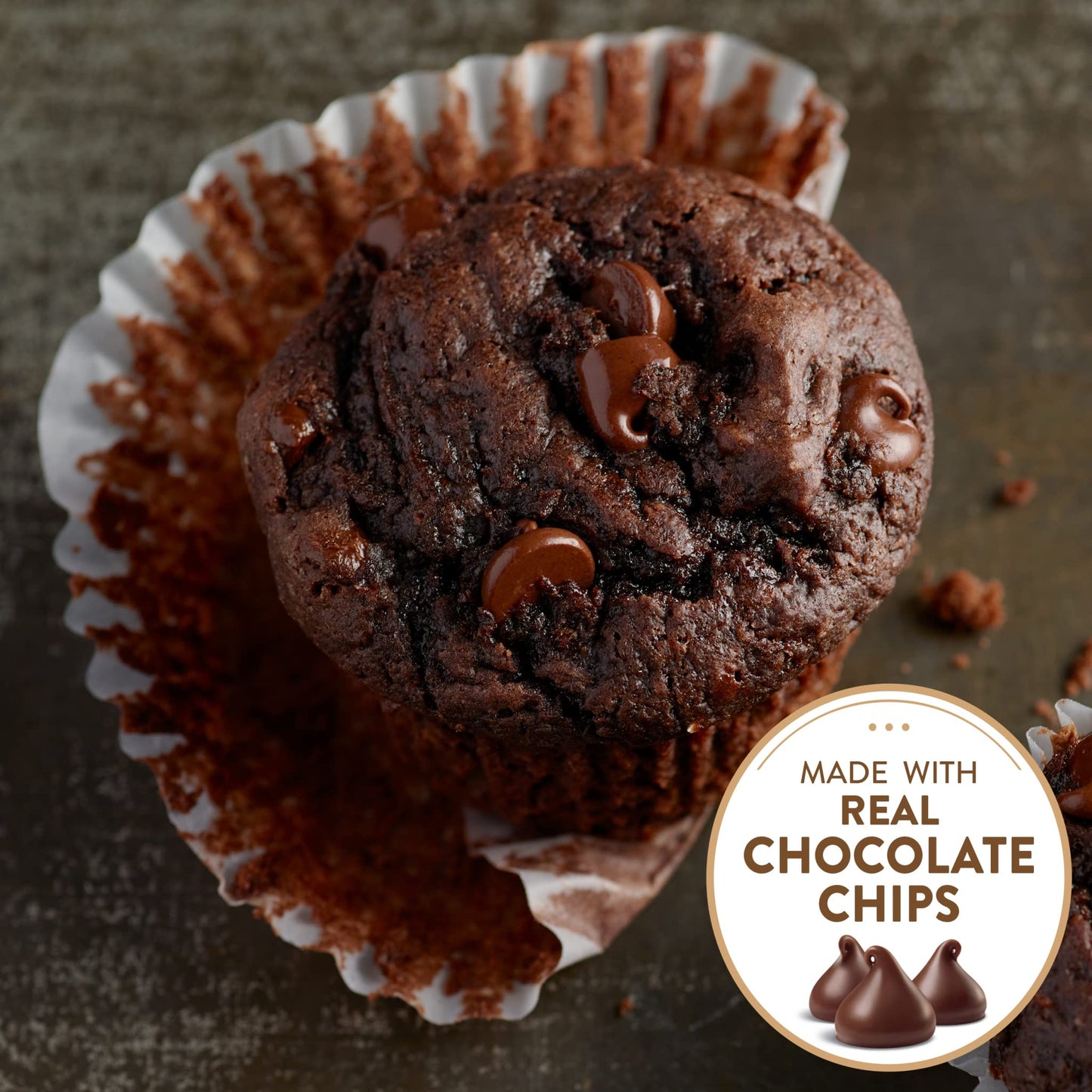 Krusteaz Double Chocolate Muffin Mix with Real Chocolate Chips, 20 Ounce Box (Pack of 4)