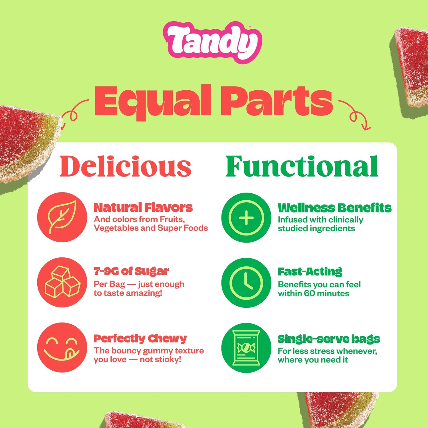 Tandy Mellow Melons Gummies - Relaxation Gummy dietary product, Watermelon Flavor, Gluten-Free, 6-Pack, 1 Count