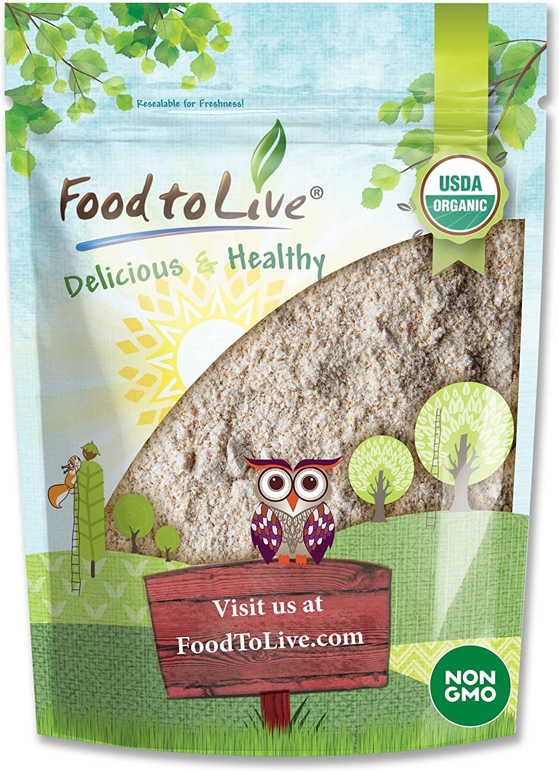 Food to Live Organic Whole Grain Buckwheat Flour, 2 Pounds - Non-GMO, Kosher, Unbleached, Unbromated, Unenriched, Stone Ground, 