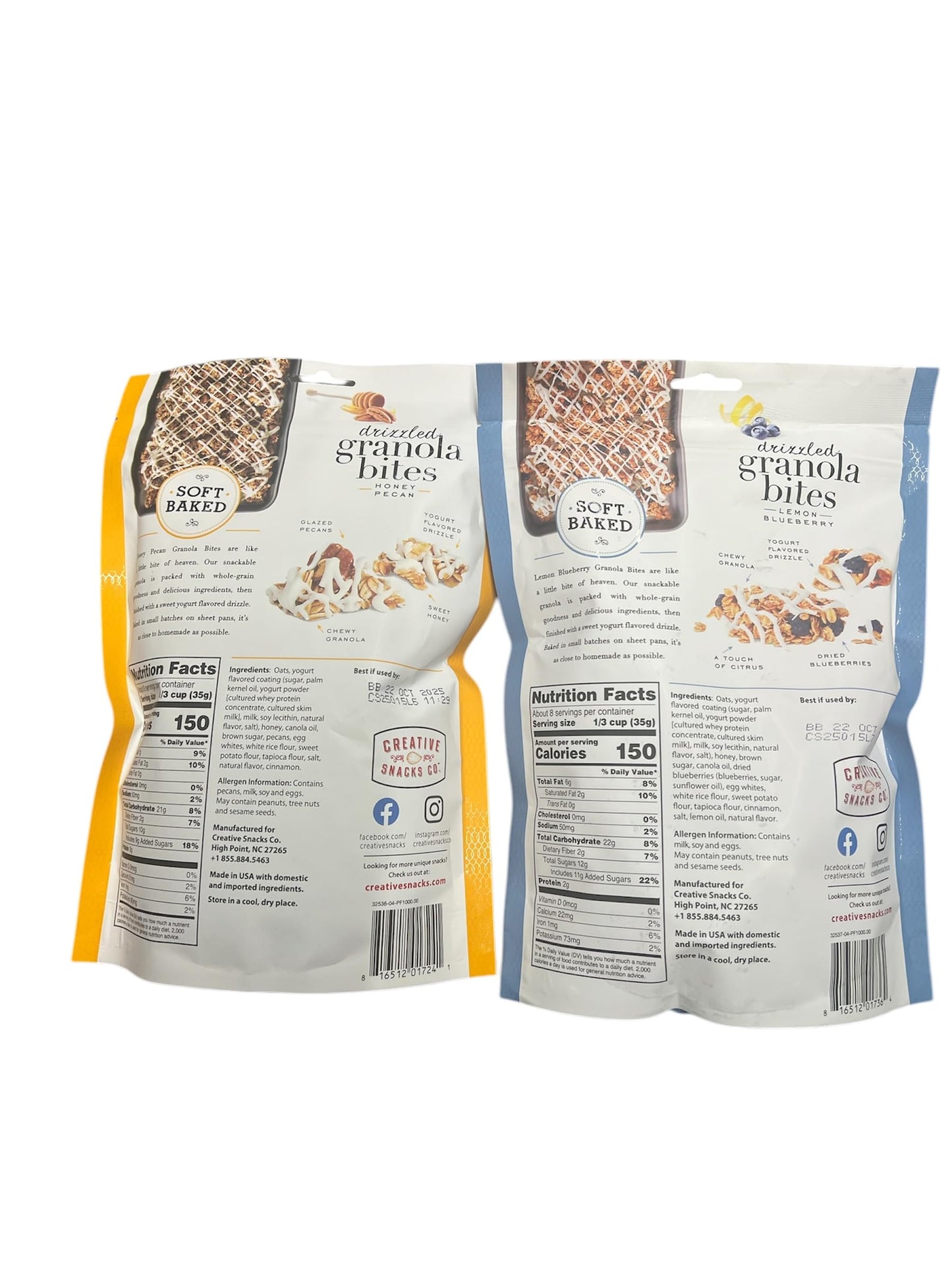 Springtime Granola Creative Snacks Lemon Blueberry Drizzled And Honey Pecan Granola Bites Gluten Free 10 Oz Each (2 Bags Total)