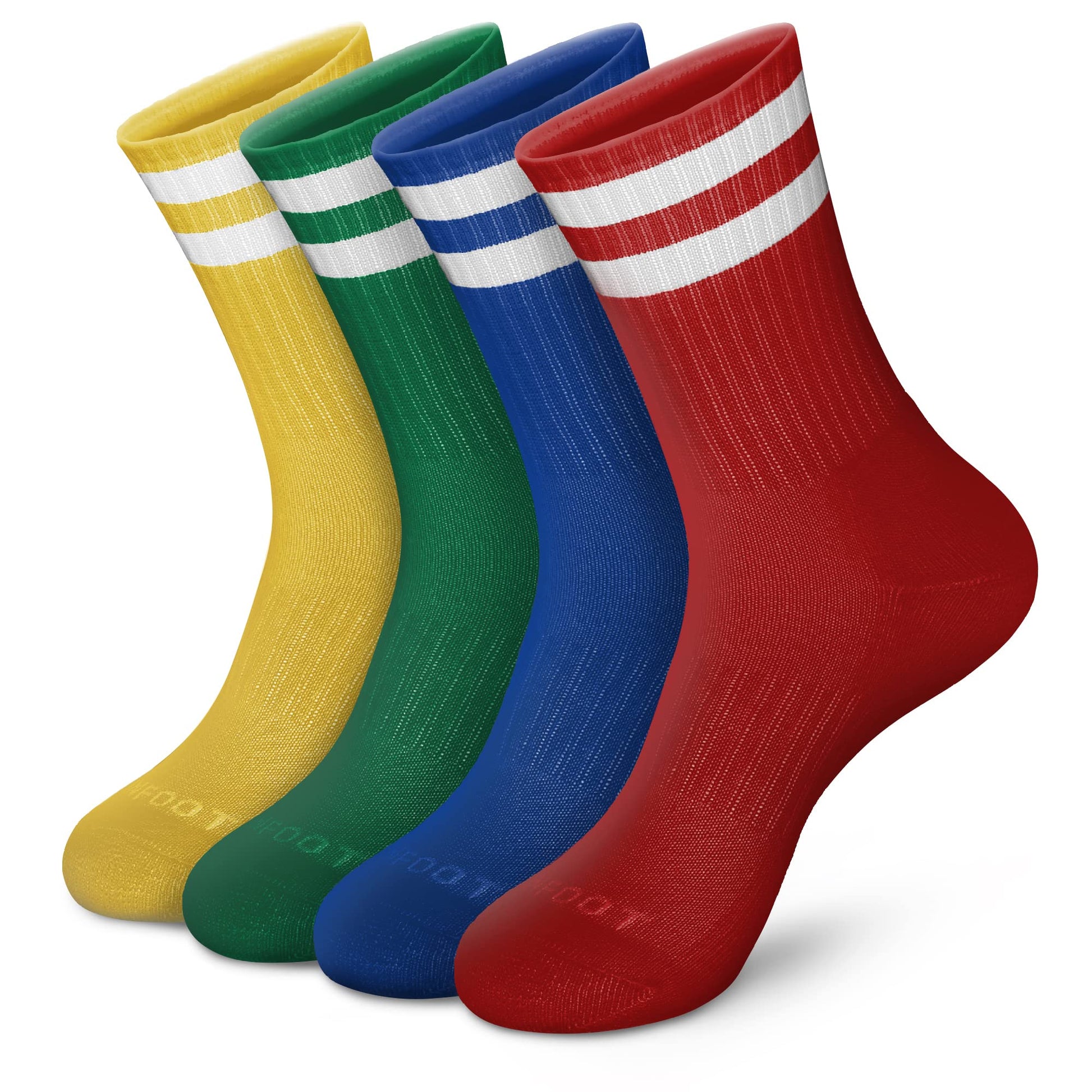 Monfoot Womens And Mens 4 Pack Athletic Cushioned Crew Socks Striped Medium