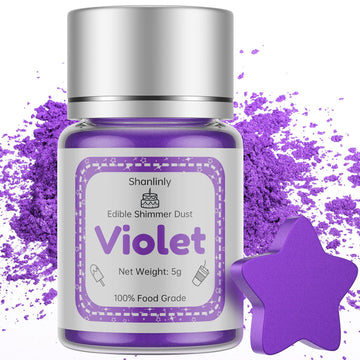Shanlinly Violet Edible Luster Dust - 5 Grams Food Grade Cake Dust Shimmer Powdered, Edible Metallic Powder Food Coloring for Ca