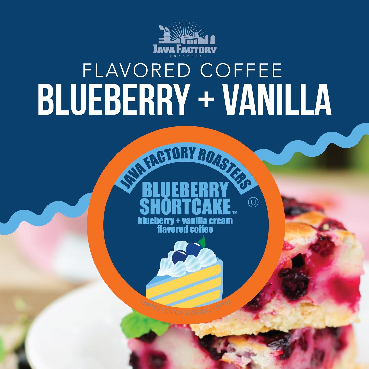 Java Factory Coffee Pods Blueberry Flavored for Keurig K-Cup malt-inspired, 40 Count, Model JFR BS40