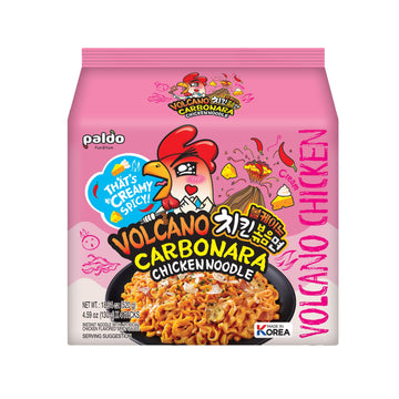 PALDO FUN & YUM Volcano Carbonara Spicy Chicken Noodle, 4.59 Ounce (Pack of 4)