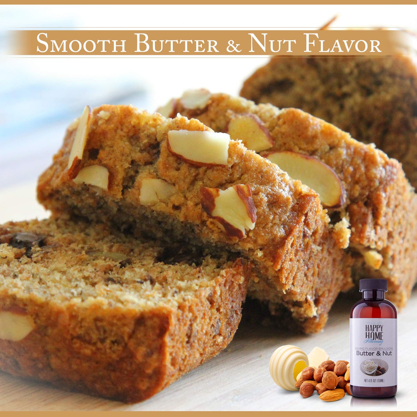 Happy Home compatible with Butter & Nut Baking Flavor Emulsion, Certified Kosher, 4 oz.