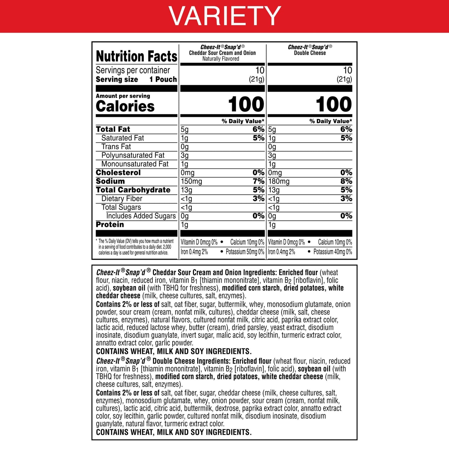Cheez-It Snap'D Cheese Cracker Chips, Thin Crisps, Lunch Snacks, Variety Pack, 15Oz Box (20 Packs)