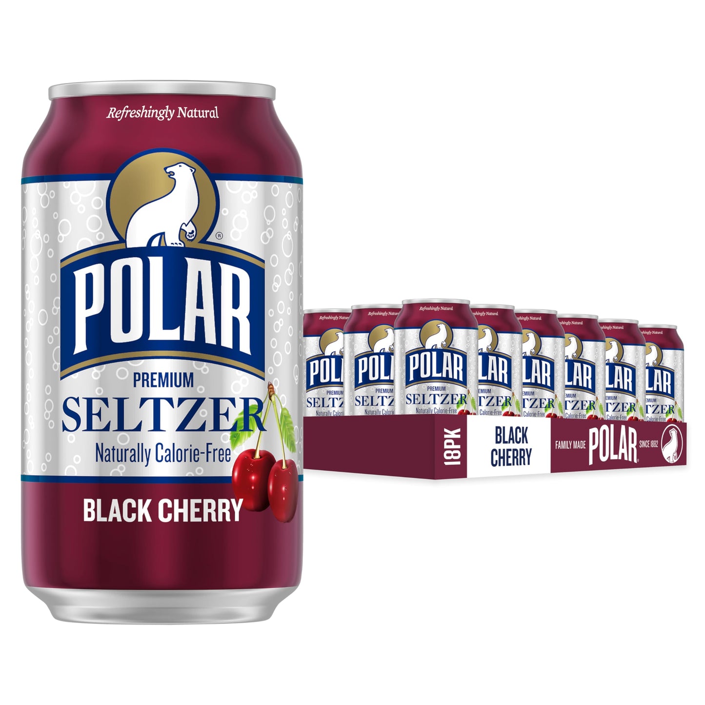POLAR Seltzer Water Black Cherry, 12 fl oz Cans, 18 Pack, Model 10161309