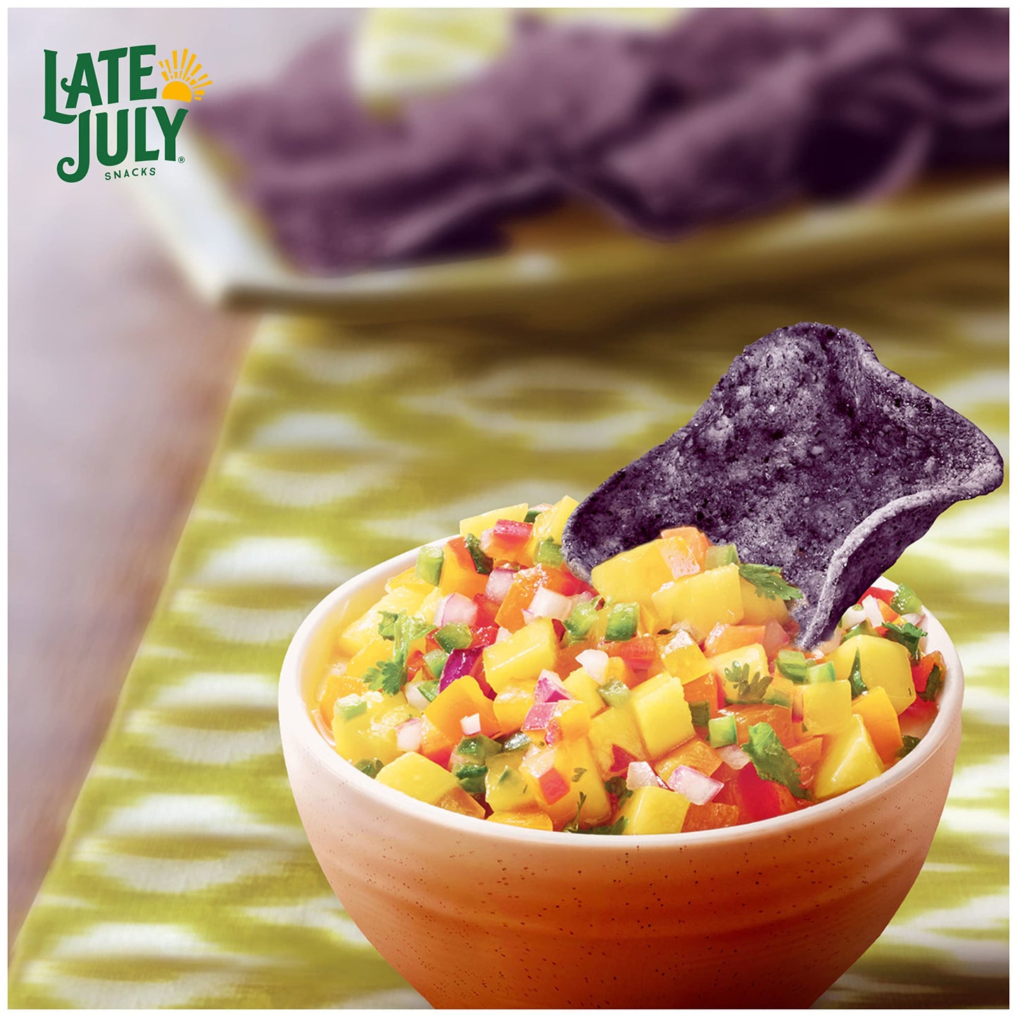 Late July Snacks, Dippers, Organic Blue Corn Tortilla Chips, 7.4-Oz. Bag (Pack Of 9)