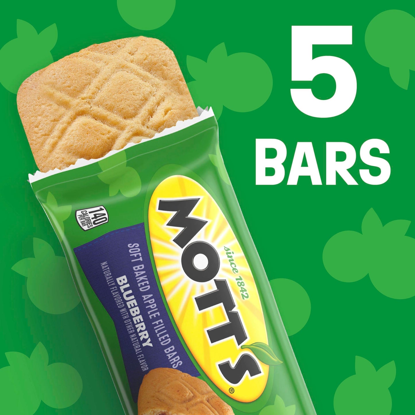 Motts Soft Baked Apple Filled Bars, Blueberry Flavor Snacks, Made with Real Fruit, 5 Ct, 6.55 oz