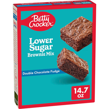 Betty Crocker Lower Sugar Brownie Mix, Double Chocolate Fudge, No Artificial Sweeteners, 14.7 oz