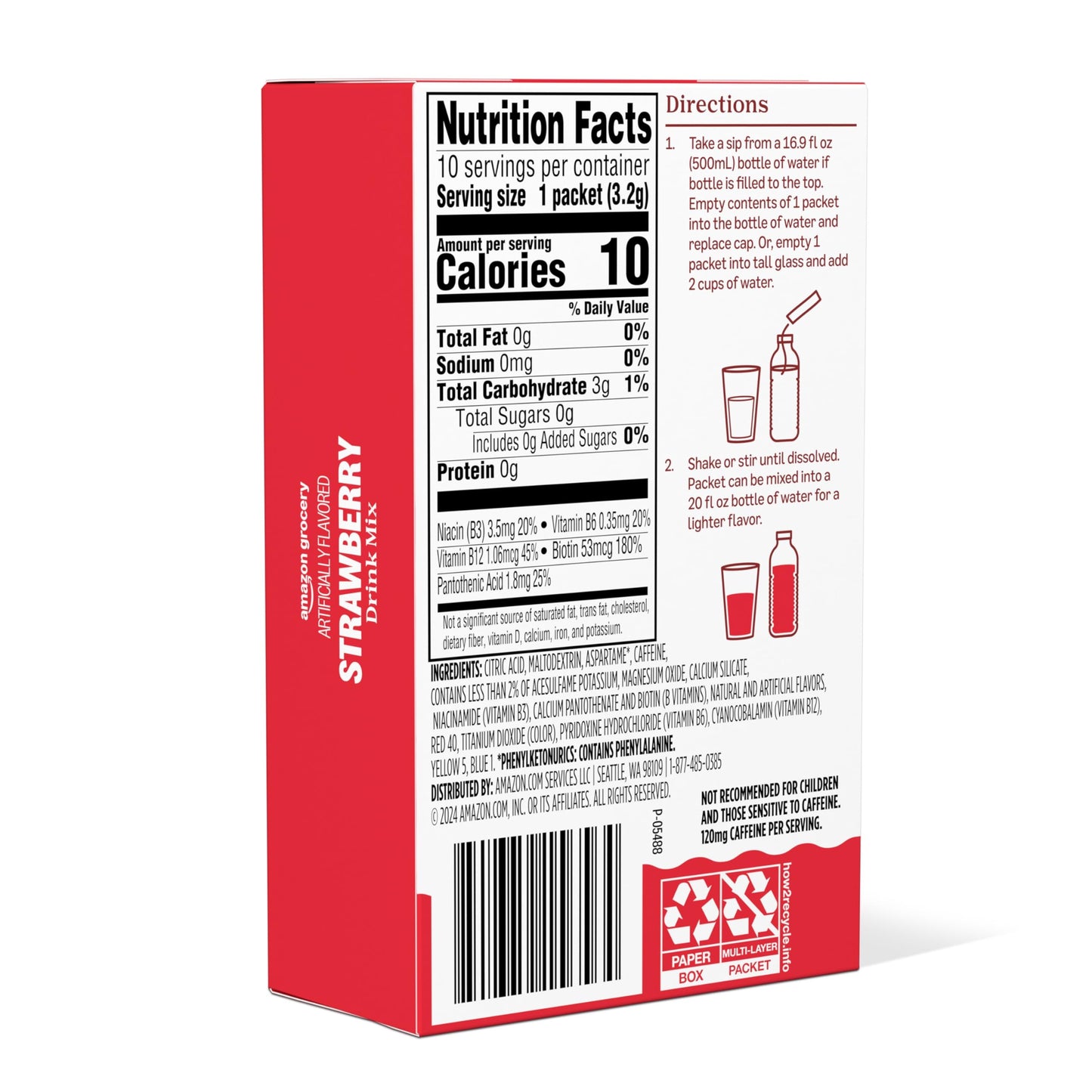 large online retailer Grocery Strawberry Drink Mix with Caffeine, 10 Packets, 1.1 Oz
