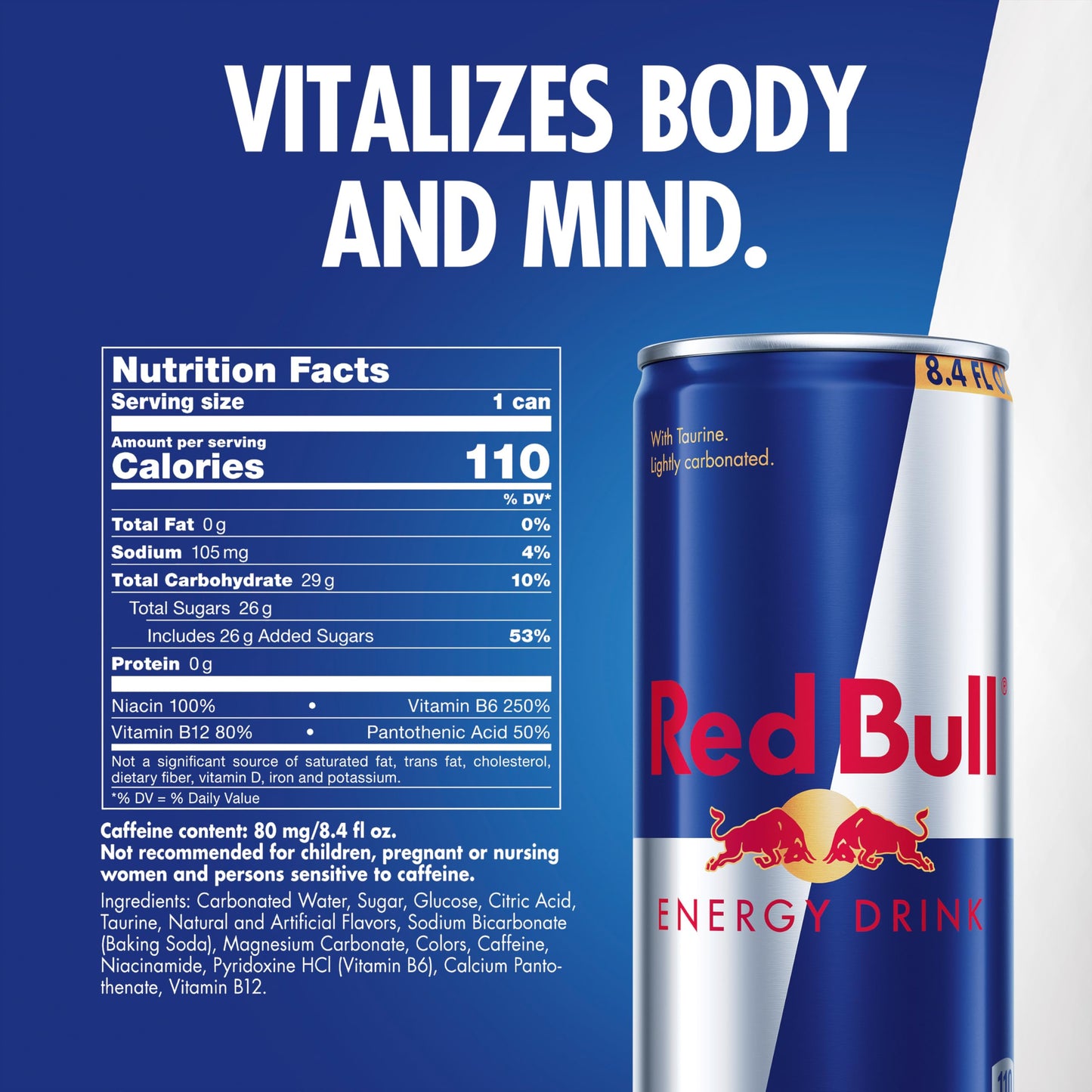 Red Bull Energy Drink, 80mg Caffeine, Taurine & B Vitamins, 8.4 Fl Oz, 24 Cans (2 Packs of 12)