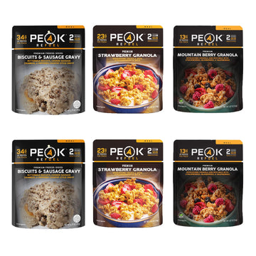 Peak Refuel Breakfast Variety 6 Pack | Premium Freeze Dried Camping Food | Backpacking & Hiking Mre Meals | Just Add Water | 100