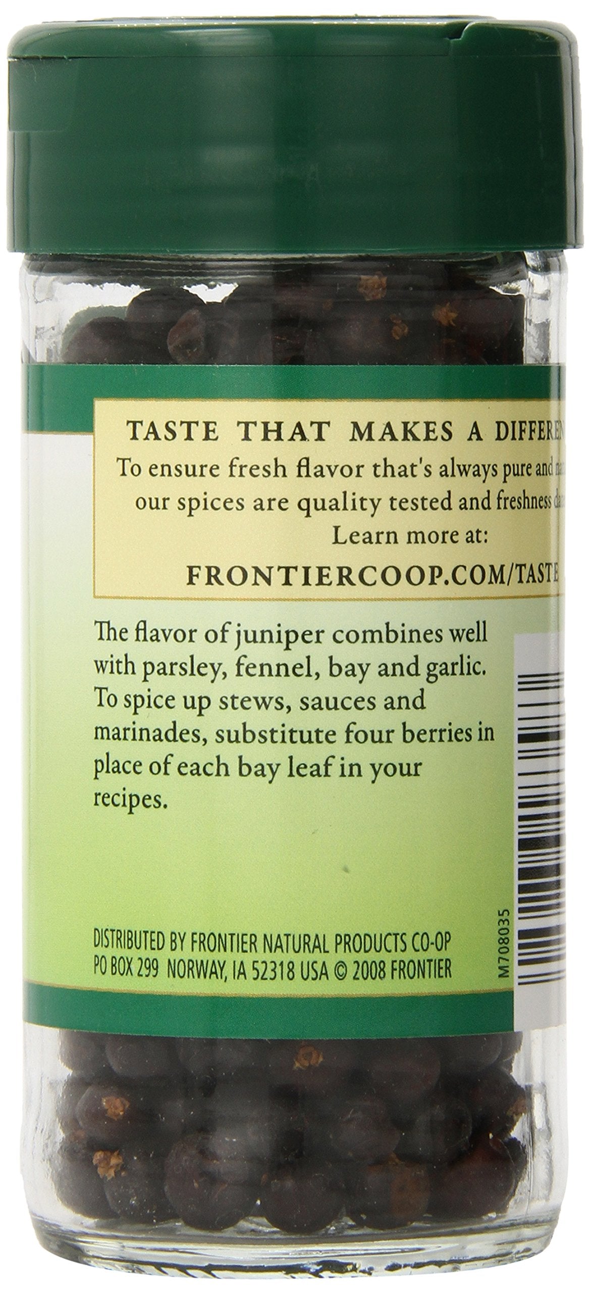 Frontier Co-Op Whole Juniper Berries, 1.28 Ounce Bottle, Rich And Piney For Soups, Marinades, Pickling And Sauerkraut