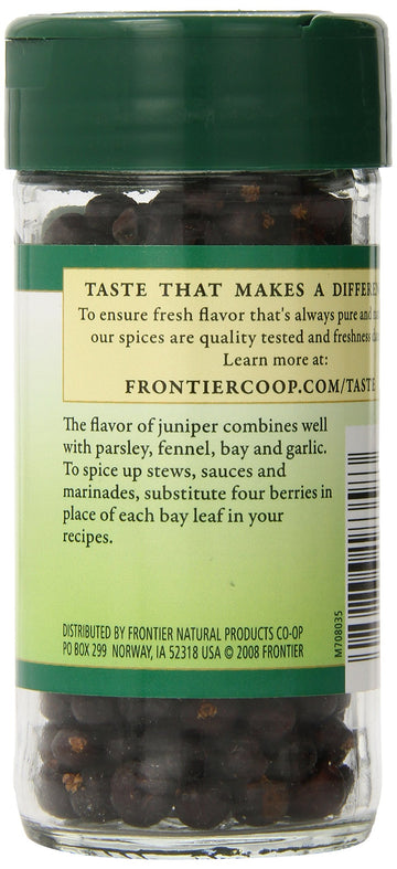 Frontier Co-Op Whole Juniper Berries, 1.28 Ounce Bottle, Rich And Piney For Soups, Marinades, Pickling And Sauerkraut