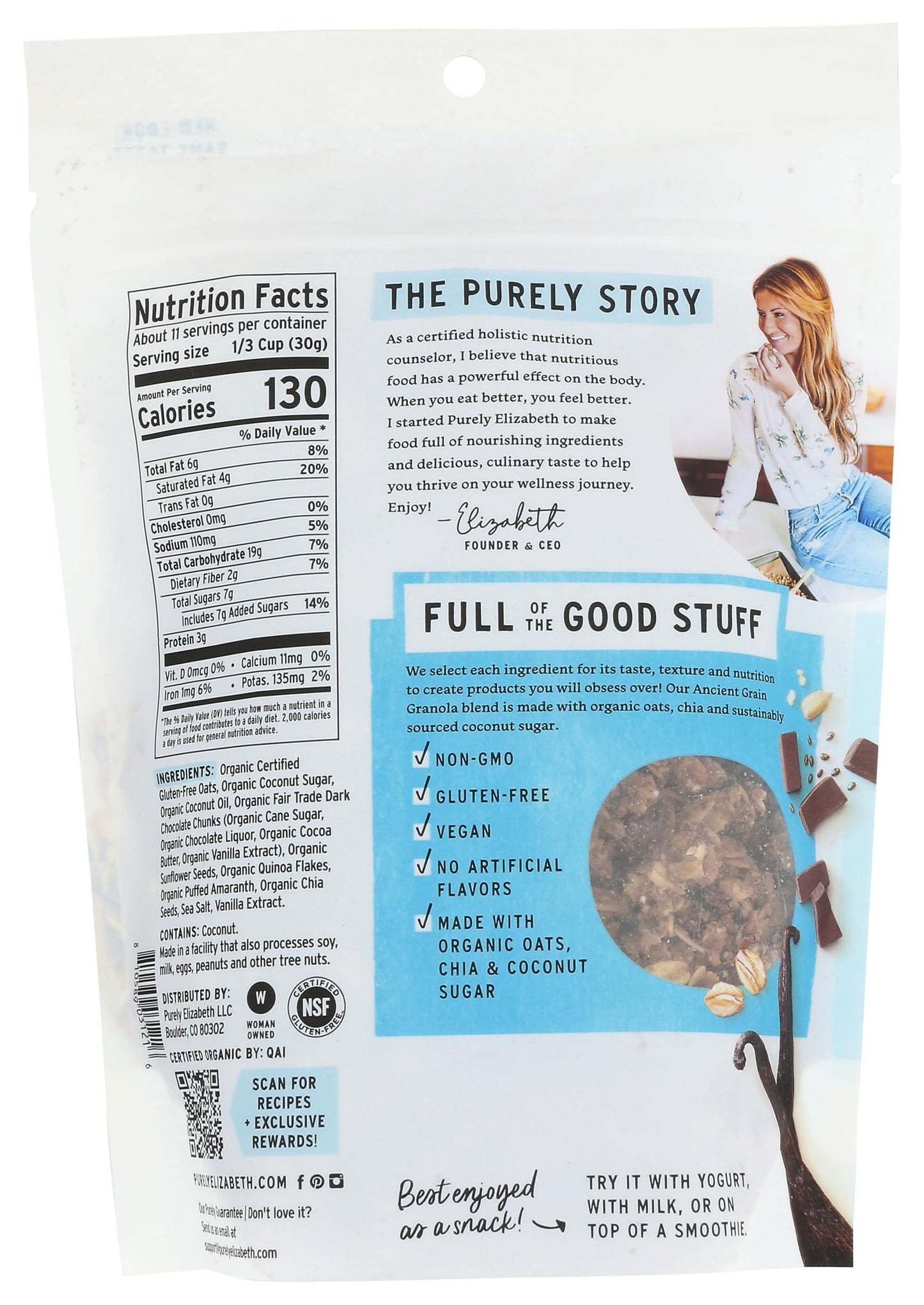 Purely Elizabeth Ancient Grain Vanilla Chocolate Chip Granola, 12 Oz