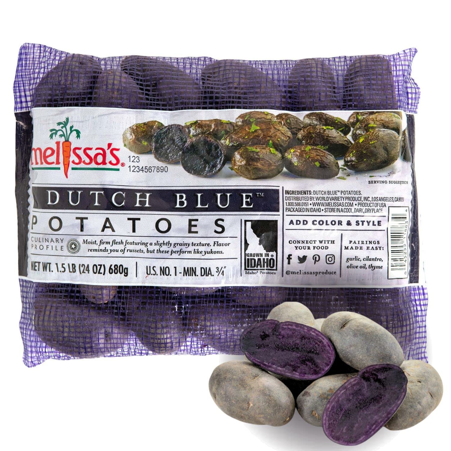 Melissa's Dutch Blue Potatoes, 3lbs (2x 1.5lb bags)