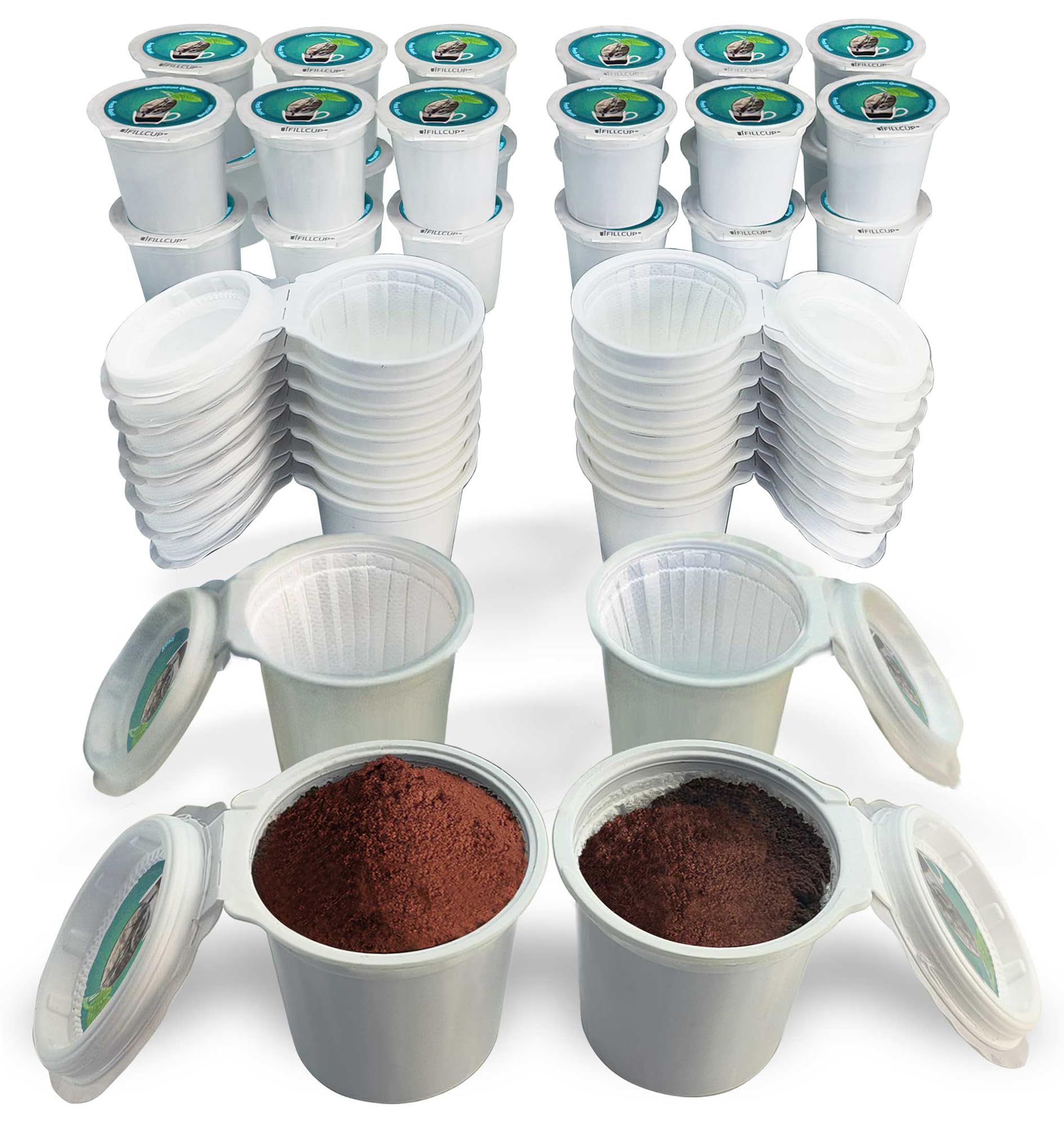 Ifillcup Refillable K Cups - Hold 50% More Coffee For Richer Larger Brew, Universal K Cup Brewer Compatibility, Gold Medal Champion Sponsor, Reusable Up To 5 Times | 42 Pack Green