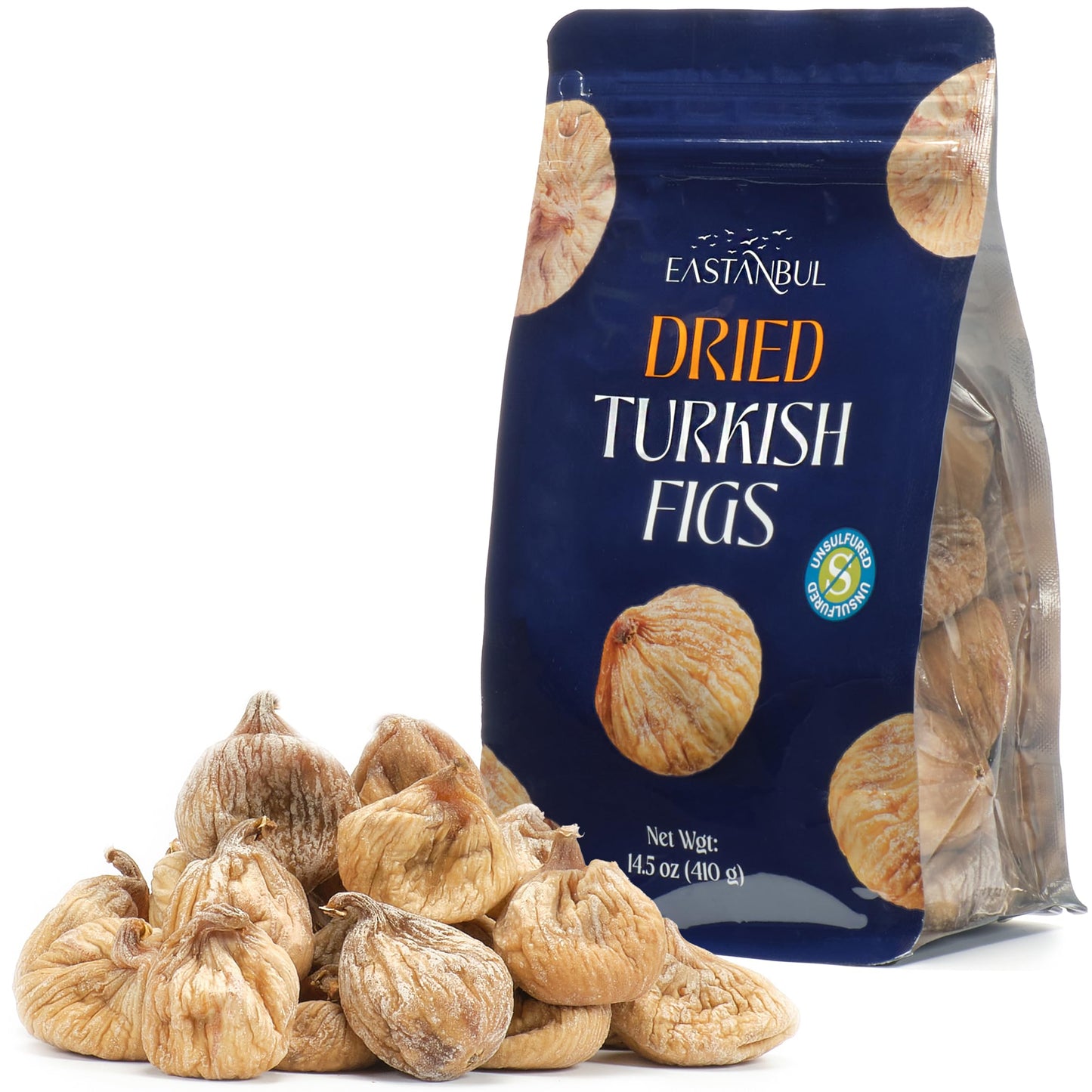 Eastanbul Turkish Dried Figs Whole, 14.5oz, No Sugar Added Whole Turkish Figs, Sweet and Soft, Premium Fruit, Guilt-Free Anjeer 