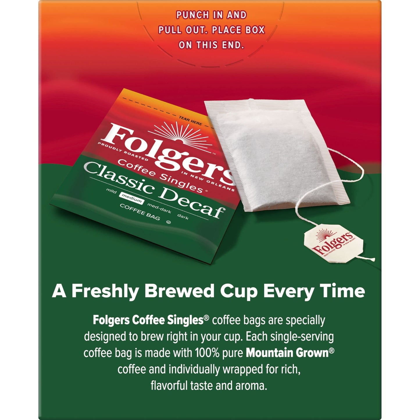 Folgers Coffee Singles Medium Roast Decaf Coffee Bags, 19 Count (Pack Of 6)