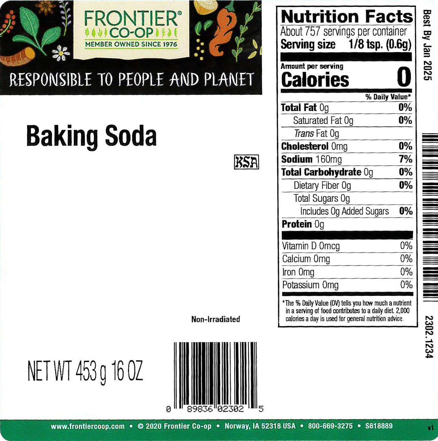 Frontier Herb Bulk Baking Soda Powder, 16 Oz