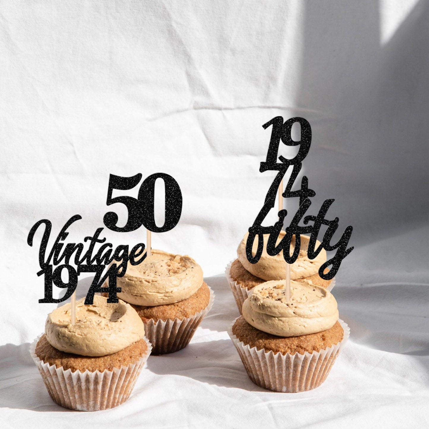 24 Pcs Vintage 1974 Cupcake Toppers Cheers To 50 Fabulous Fifty Cupcake Picks 50Th Birthday Wedding Anniversary Party Cake Decor