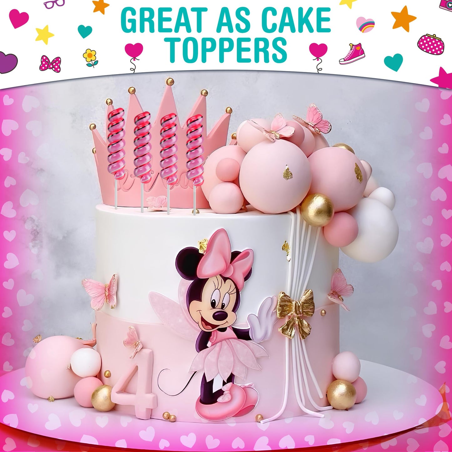 Minnie Mouse Lollipops Swirl 20Pk- Minnie Mouse Candy & Minnie Mouse Birthday Decorations - Minnie And Mickey Party Favors - Min