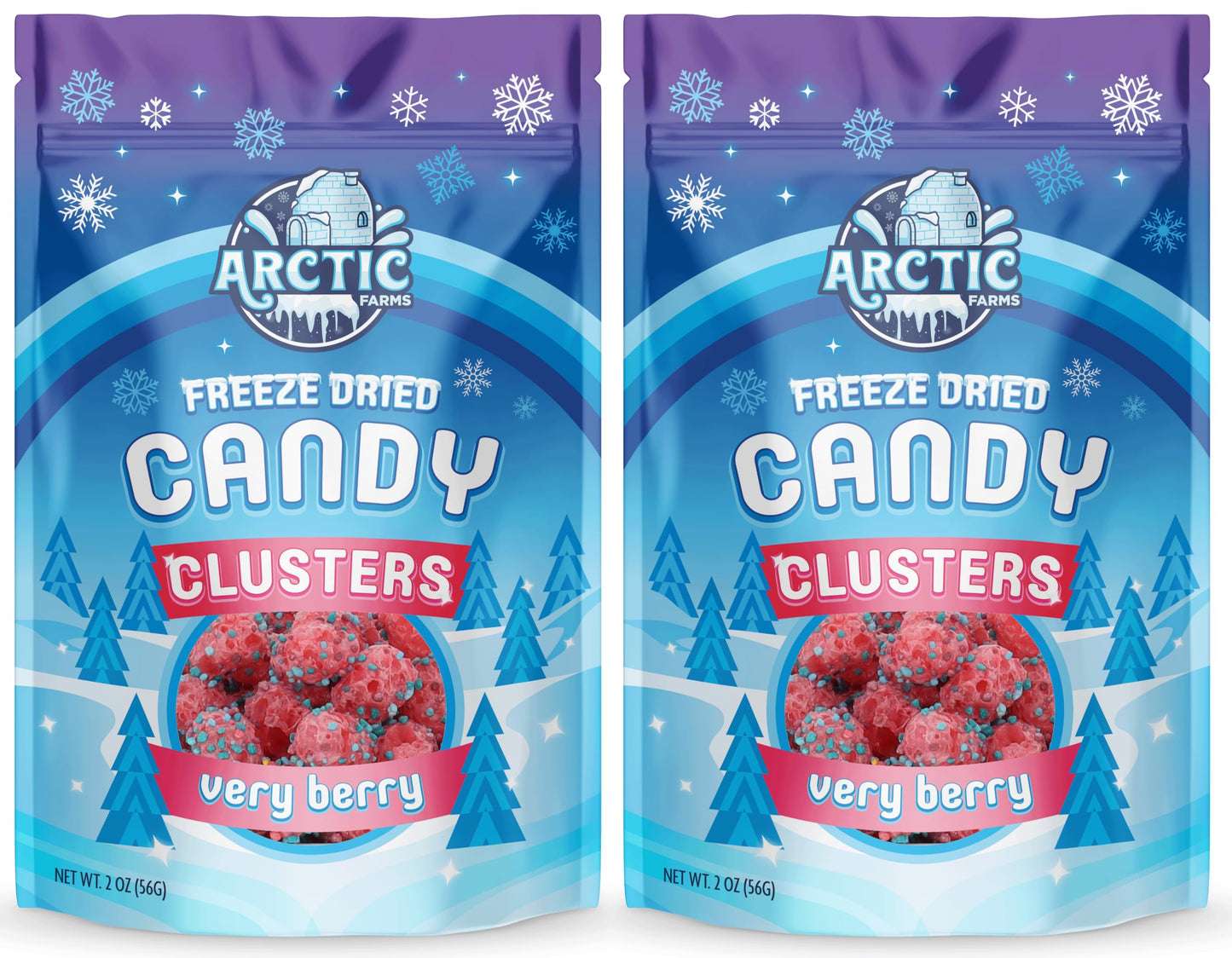 Arctic Farms Freeze Dried Candy Clusters Candies 2Oz Bagged And Boxed (Very Berry) (Pack Of 2)