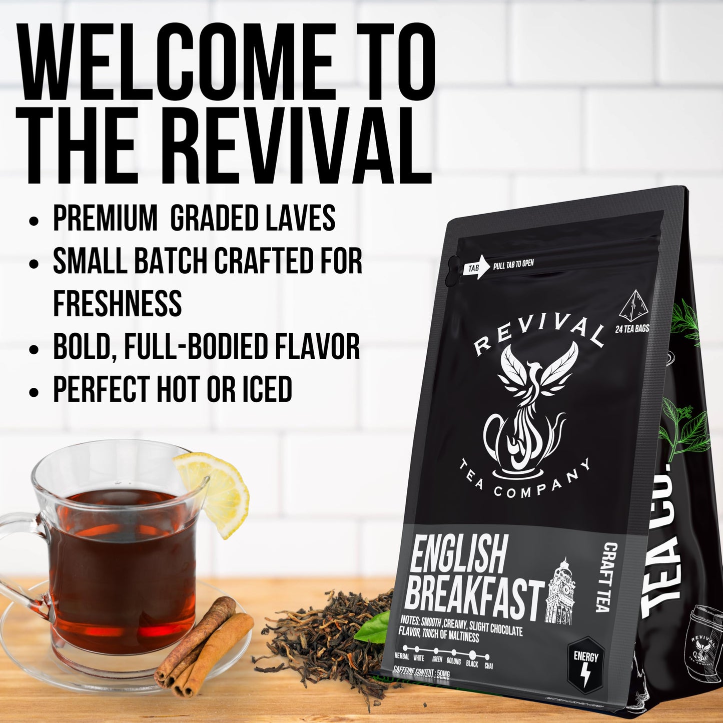 REVIVAL TEA COMPANY English Breakfast Tea - Traditional Black Tea Blend - 24 Tea Bags