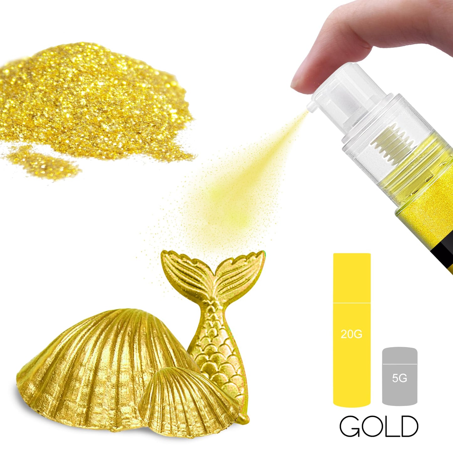 YumCraft Edible Glitter Spray - 20g Food Grade Shimmer Dust for Cake Decorating, Cocktails, Drinks - Gold