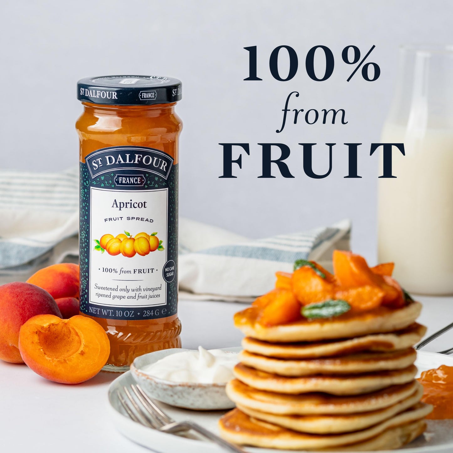 St. Dalfour Apricot Fruit Spread - 10oz - 100% from Fruit  No Artificial Ingredients  Non-GMO  No Cane Sugars  All Natural  Made in France