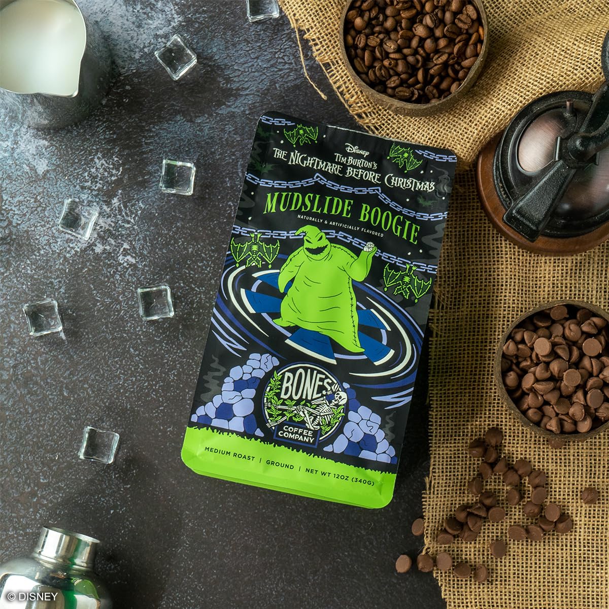 Bones Coffee Company Mudslide Boogie Whole Coffee Beans Chocolate Mudslide Flavor, Made With Arabica Coffee Beans, Medium Roast