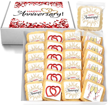 Happy Anniversary Cookies Party Favors | 24 PACK | Dessert Reception Decorated Treats Individually Wrapped Sugar Cookie Gift Bas
