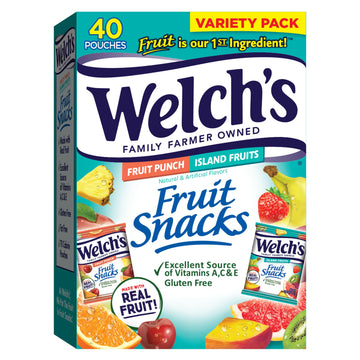 Welch'S Fruit Snacks, Fruit Punch & Island Fruits Variety Pack, Perfect Halloween Candy Bulk Pack, Gluten Free, 0.8 Oz Individua
