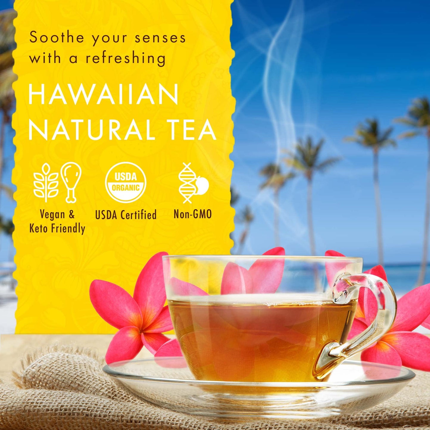 Hawaiian Natural Tea Pineapple Strawberry Flavored Organic Tea - Tropical Fruit Green Tea Blend With White Tea - Perfect Daily C