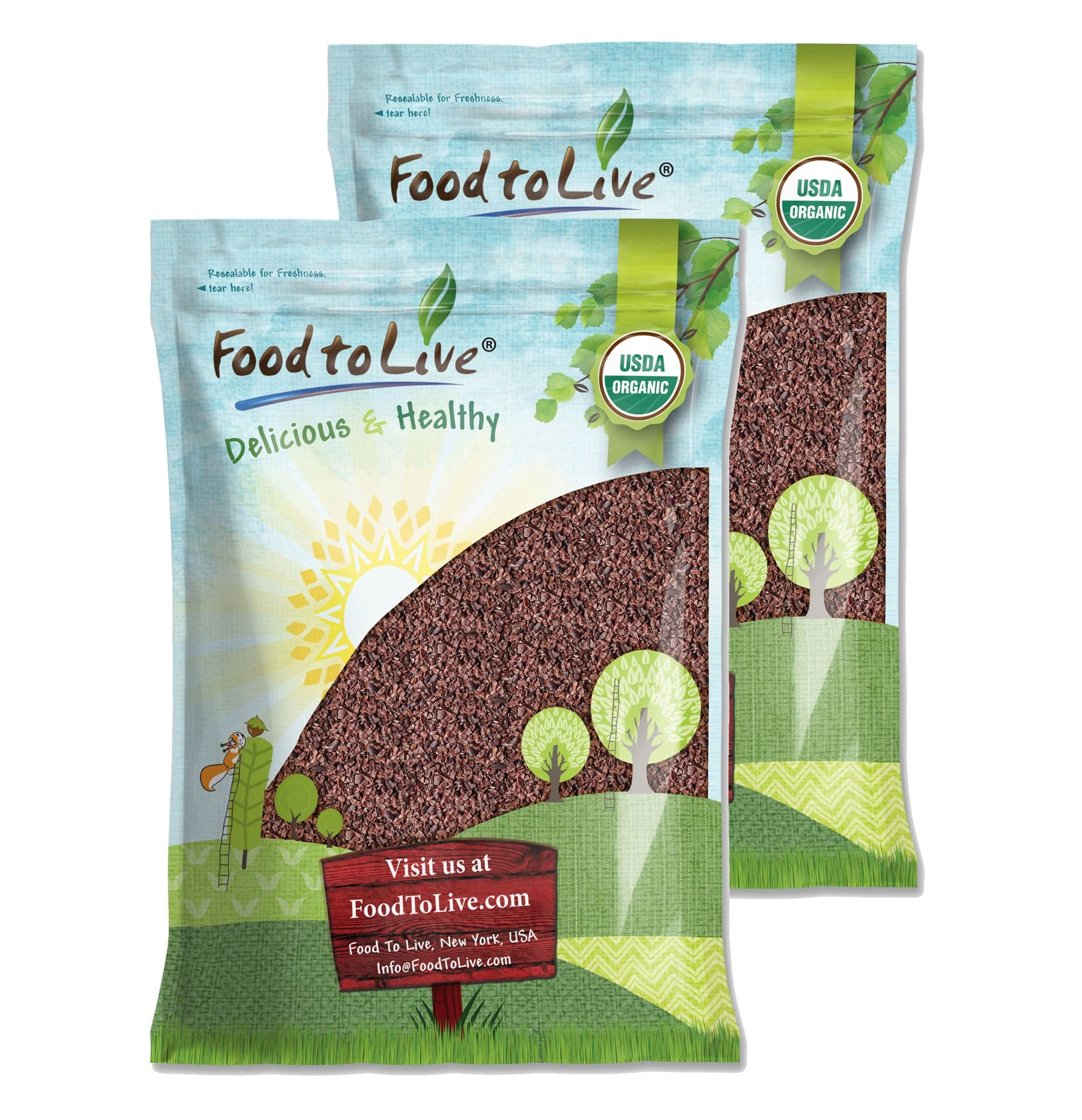 Food to Live Organic Cacao Nibs, Unsweetened, Non-GMO, Raw, Vegan, 16 Pounds