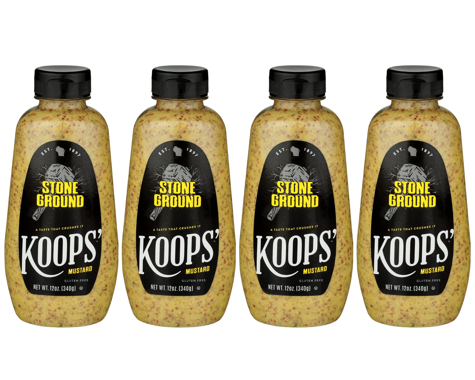 Koops' Stone Ground Mustard - Old-Fashioned Mustard, Gluten-Free, Kosher, Non-GMO, Made in the USA, From Quality Mustard Seeds, 