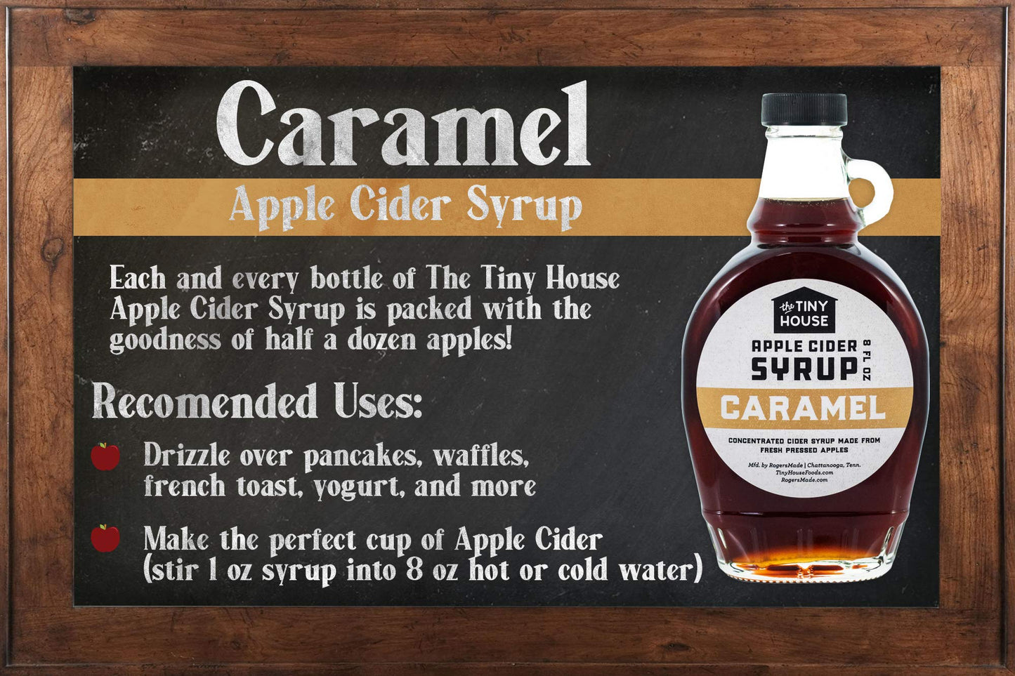 The Tiny House Caramel Apple Cider Syrup - Handmade, 8 Ounce Bottle