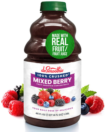 Dr. Smoothie 100% Crushed Mixed Berry - No Added Sugar, Made with Real Fruits/Fruit Juice - Vegan, No Artificial Colors or Flavo