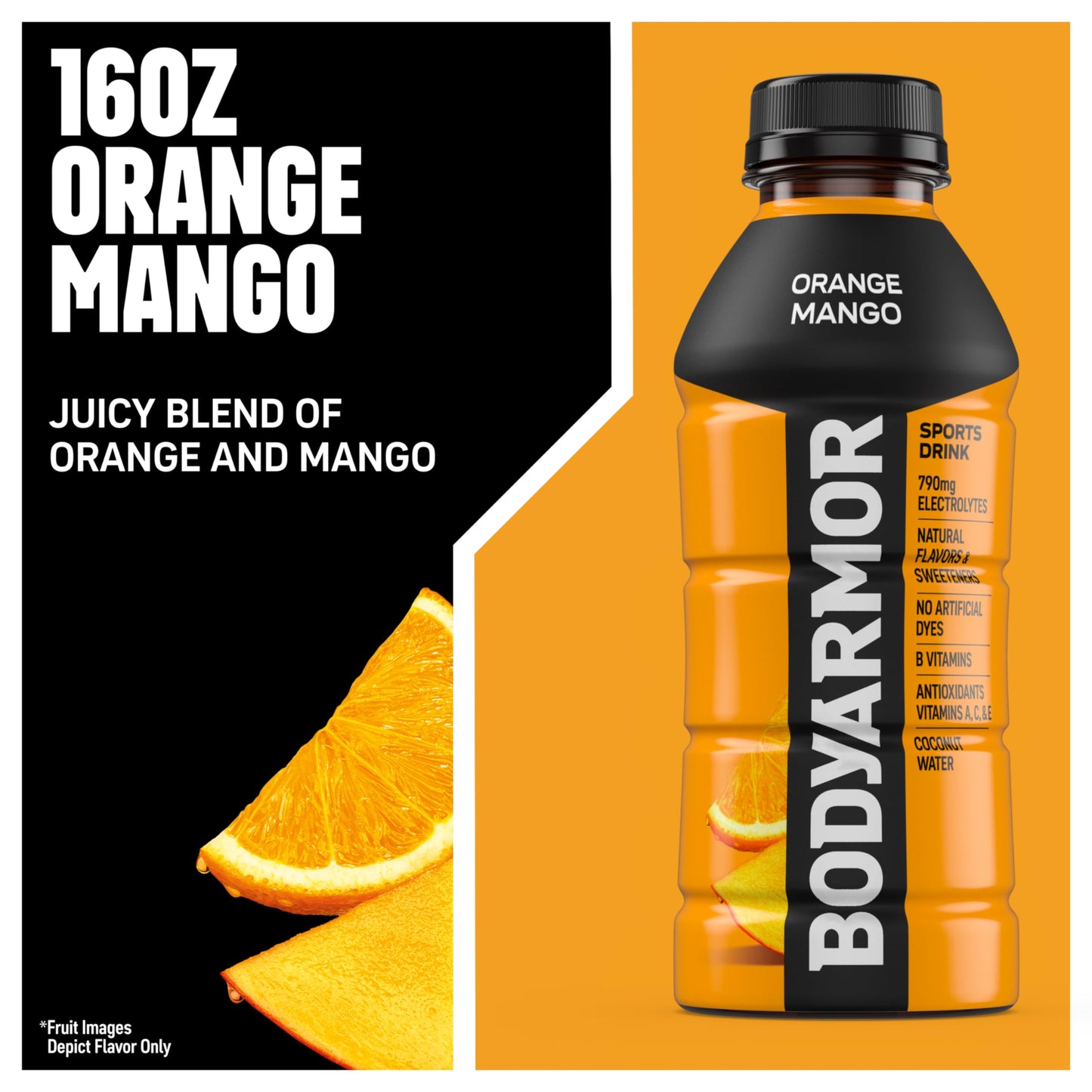 BODYARMOR Sports Drink Sports Beverage, Orange Mango, Natural Flavors With Vitamins, Potassium-Packed Electrolytes, No Preservat