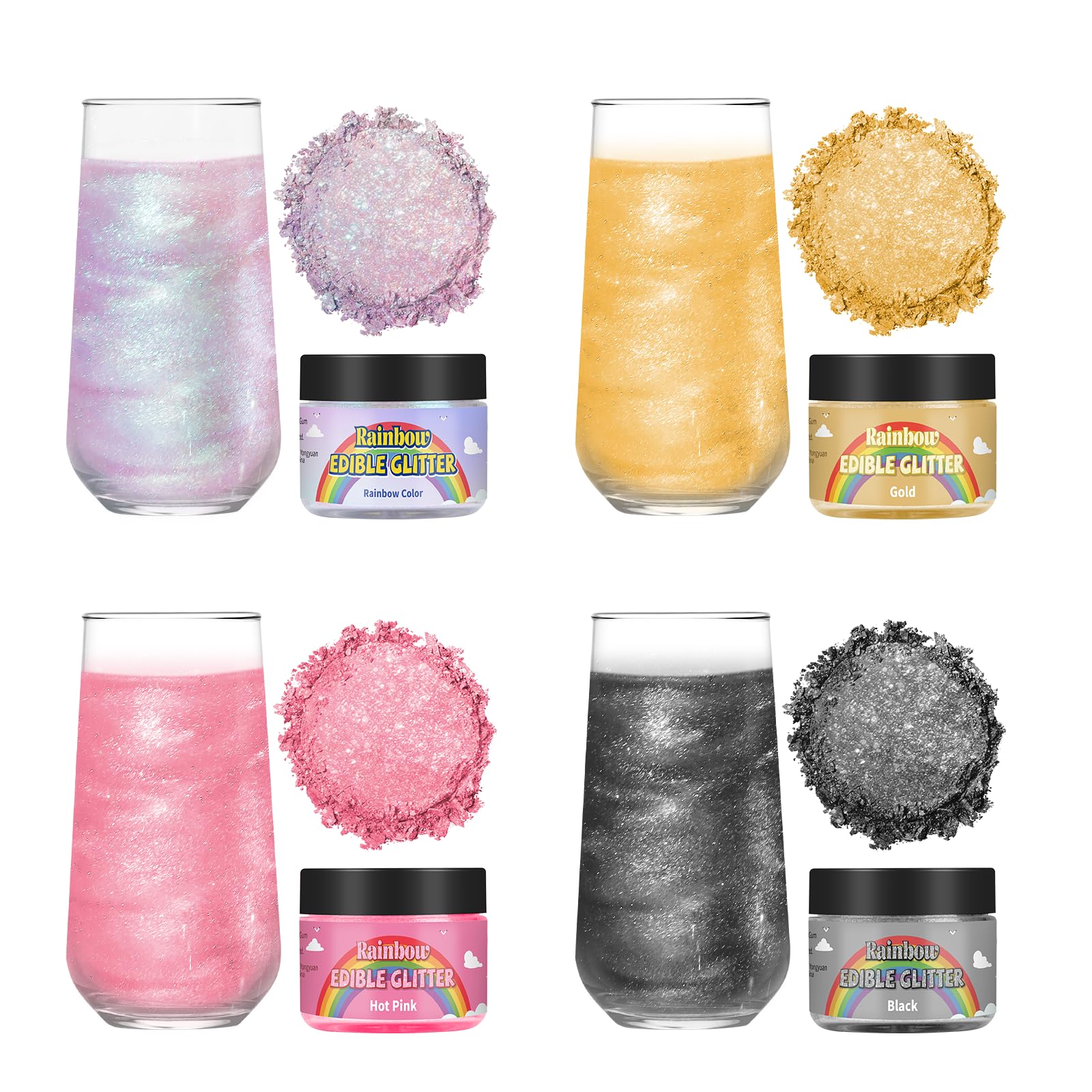 Edible Glitter for Cocktails, Rainbow Easter Luster Dust Edible for Drinks, Food Grade Shimmer Dust, Sprinkle Powder, Baking, St