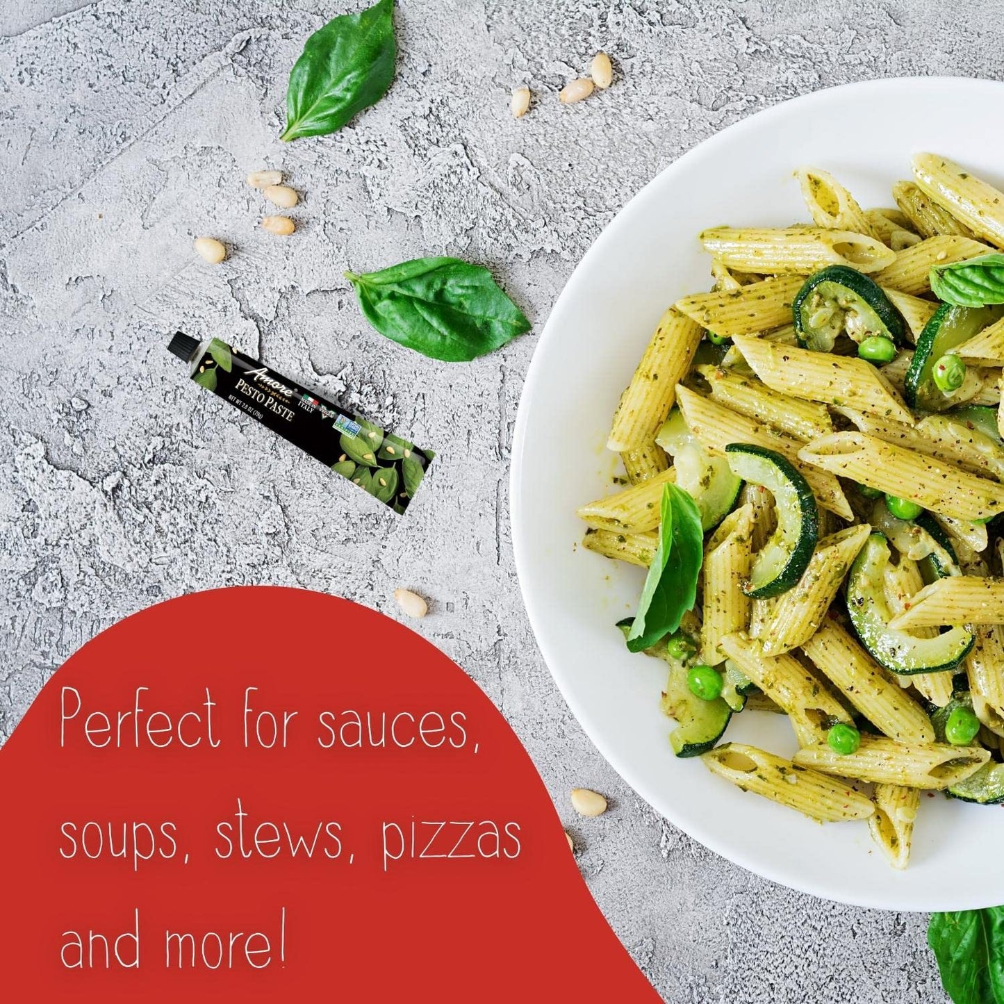 Amore Vegan Pesto Paste In A Tube - Non Gmo Certified And Made In Italy (Pack Of 1)