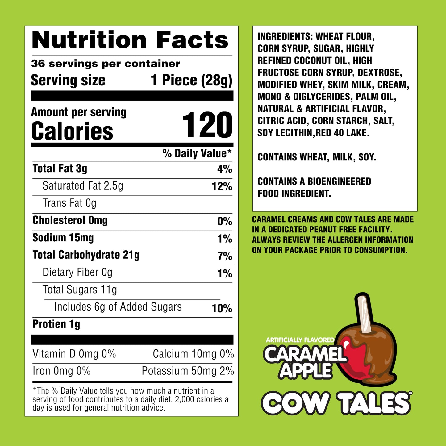 Goetze'S Caramel Cow Tales, Apple, 36 Count