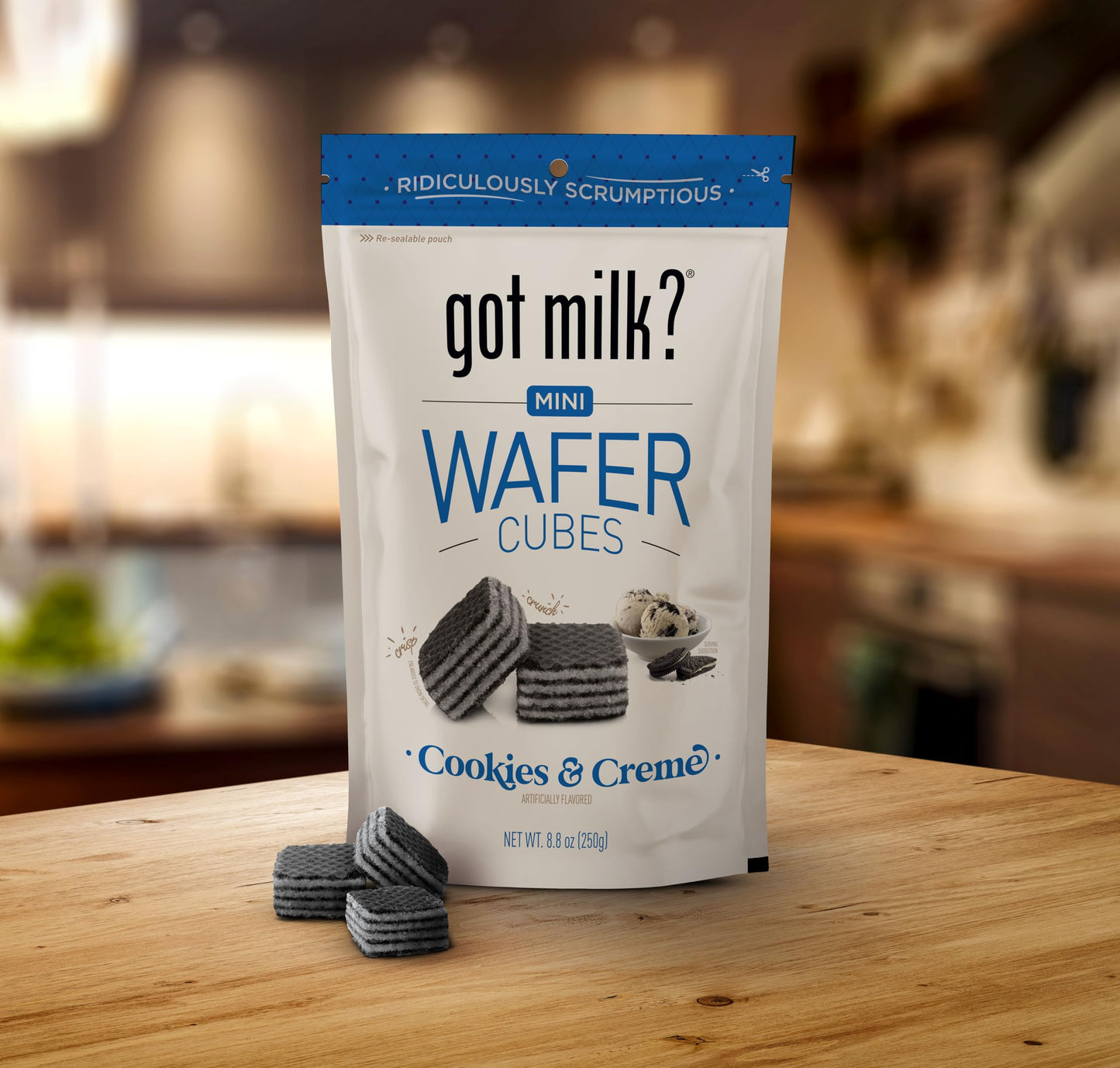 Got Milk Cookies & Crme Wafer Cubes, Delicious Wafer Squares For Dessert Or Snack, 8.8 Oz.