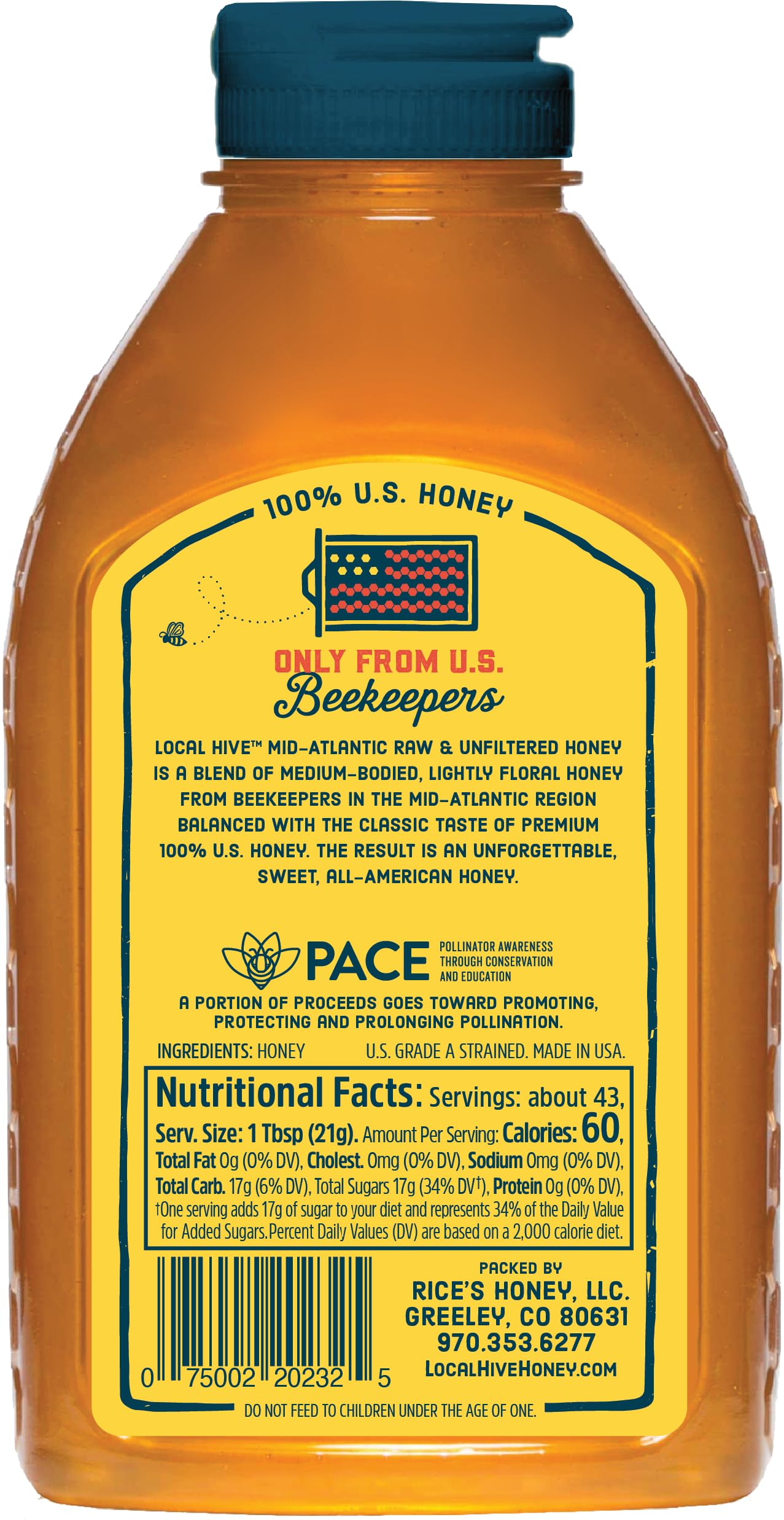 Local Hive Mid Atlantic Raw Unfiltered Honey 32Oz. 100% Us Honey Sourced From American Bees And Beekeepers.