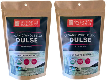 Ocean's Balance Organic Whole Leaf Dulse - Maine Coast Vegetables for Keto, Paleo Diet, & Vegan Diets - Sweet Seaweed Gluten Fre