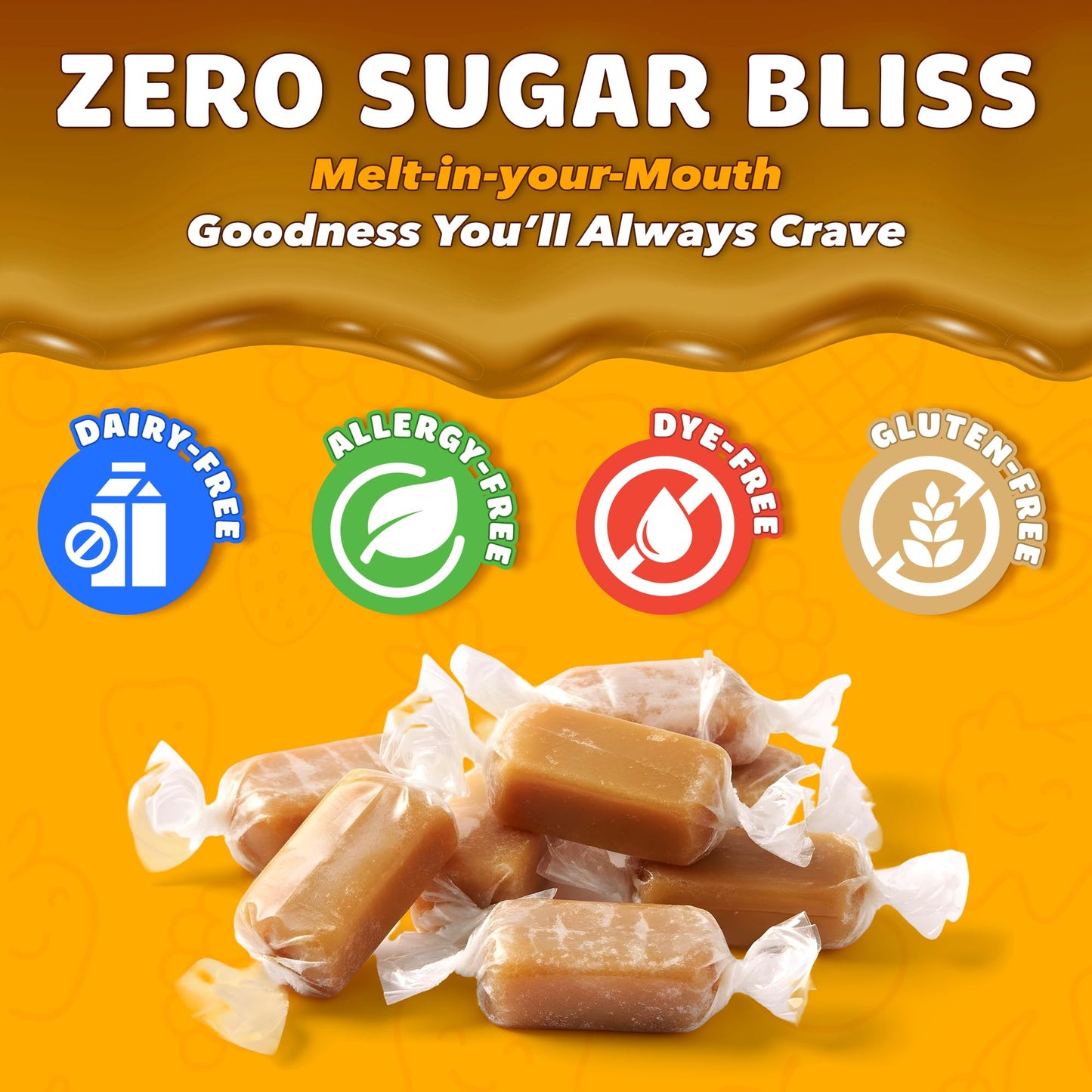 Zolli Caramelz Sugar-Free Candy - Creamy  Chewy  Dye-Free  Keto & Diabetic-Friendly Healthy Candy  Dentist-Approved  for Kids (Caramel Green Apple  3 oz)