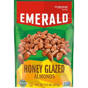 Emerald Nuts Honey Glazed Almonds (1-Pack), 5.5oz Resealable Bag, Kosher Dairy Certified, Non-GMO, Contains No Artificial Preser
